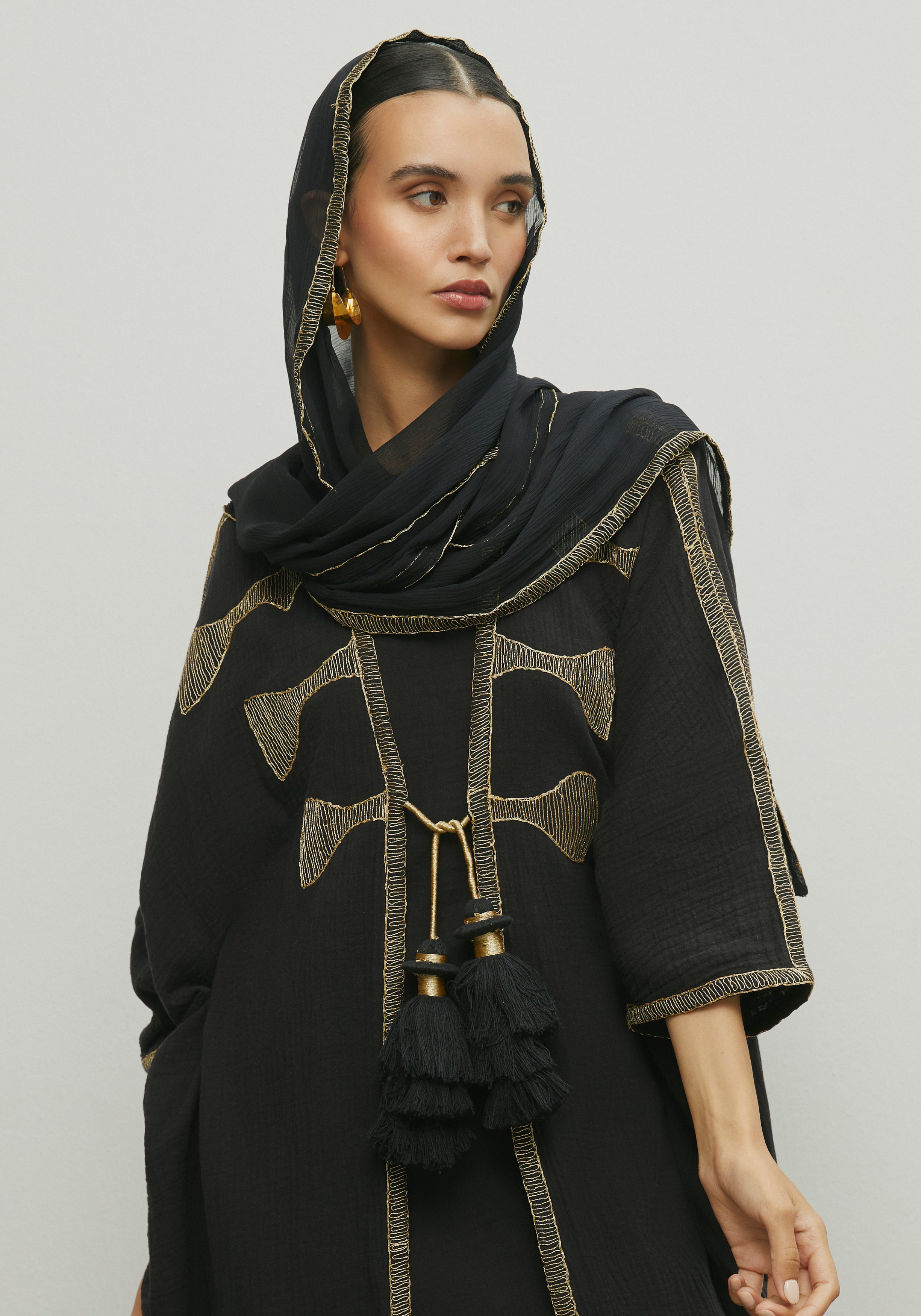 BLACK TASSELS ABAYA/SHAYLA