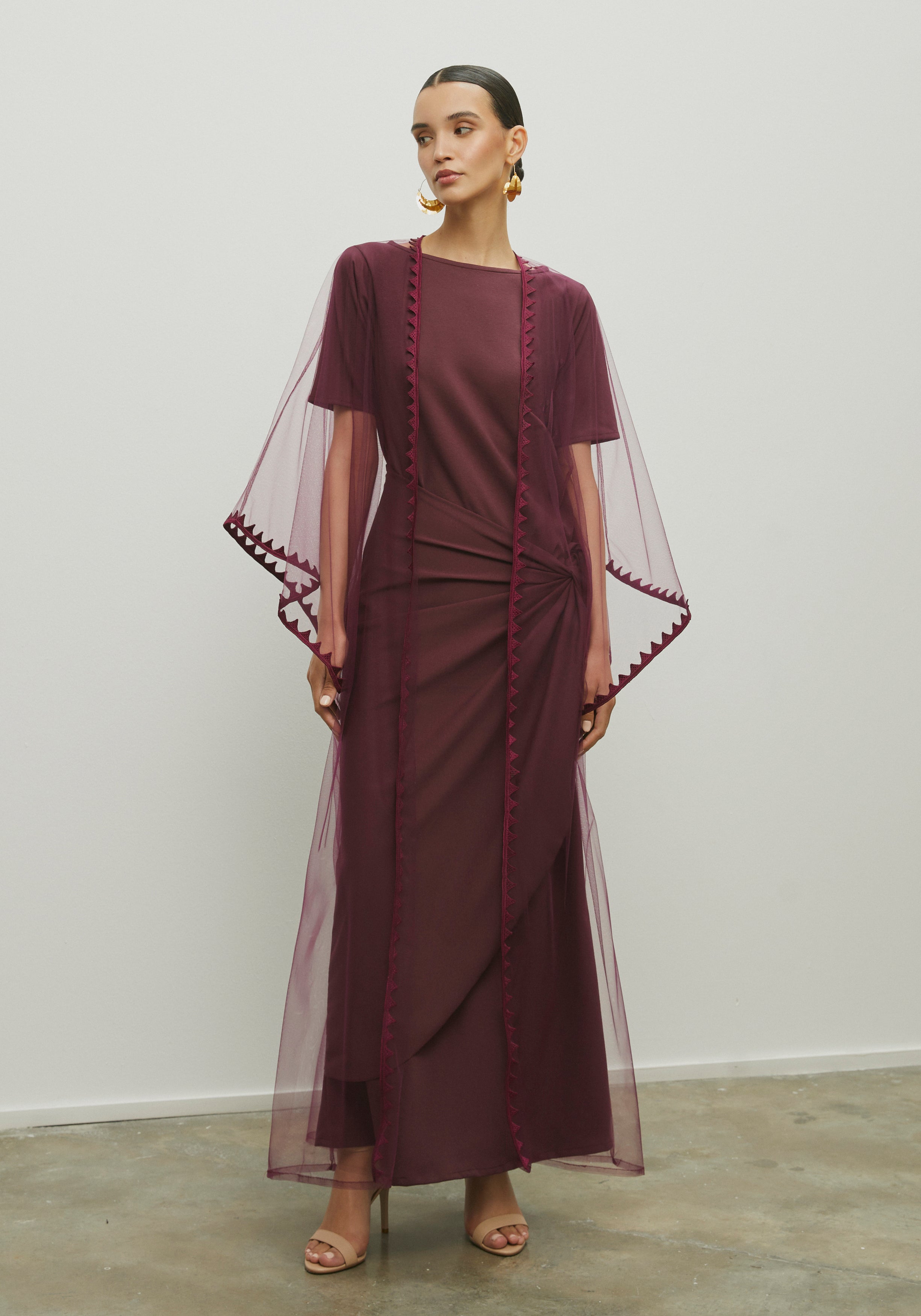 TULLE  MAROON ABAYA/SHAYLA