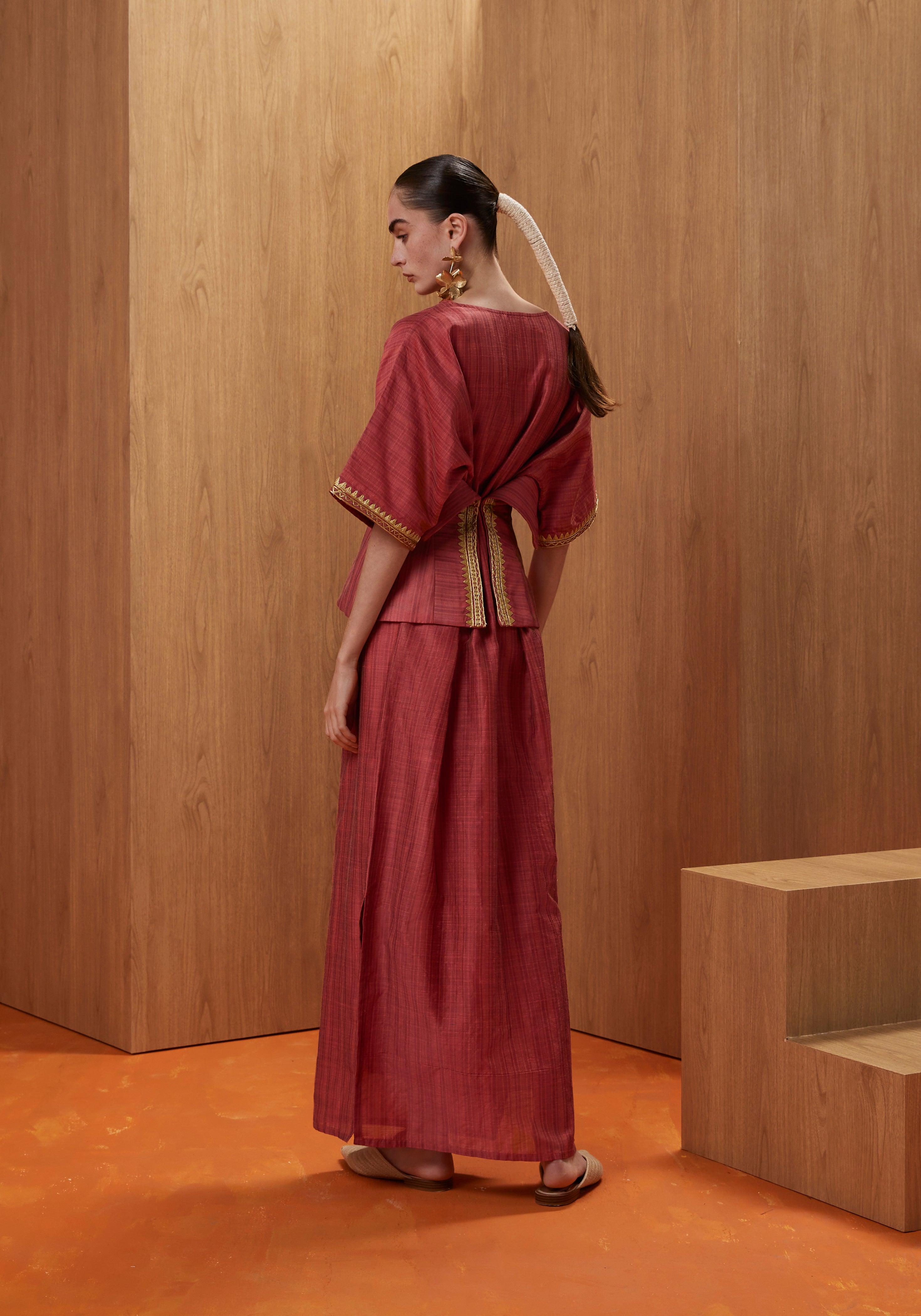 Corset Kaftan in Coral