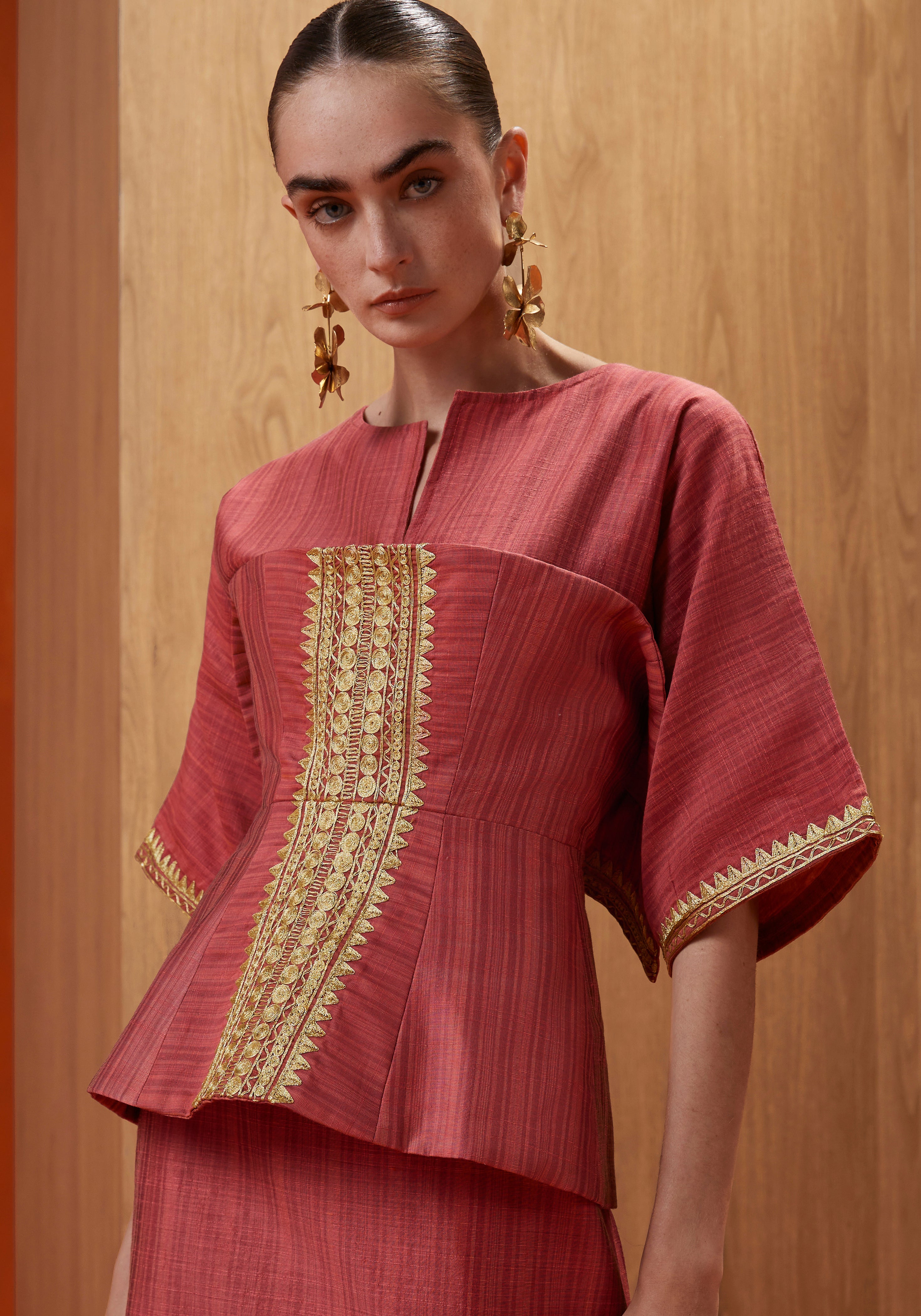 Corset Kaftan in Coral